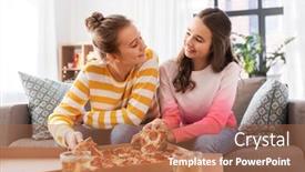  Presentation with friendship - Slide set consisting of people-food-and-friendship-concept background and a coral colored foreground