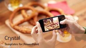  Presentation with food technology - PPT layouts enhanced with people food and technology concept background and a coral colored foreground