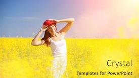  Presentation with nature countryside - Slide deck enhanced with people-freedom-success-concept-happy background and a yellow colored foreground