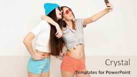  Presentation with teens - PPT theme with people-friends-teens-and-friendship background and a lemonade colored foreground