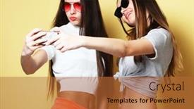  Presentation with teens - Slide deck enhanced with people-friends-teens-and-friendship background and a red colored foreground