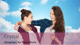  Presentation with teens - Colorful slide set enhanced with people-friends-teens-and-friendship backdrop and a violet colored foreground