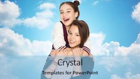  Presentation with teens - Amazing slides having people friends teens and friendship concept - happy smiling pretty teenage girls hugging over blue sky and clouds background backdrop and a light blue colored foreground