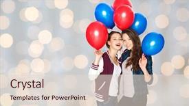  Presentation with helium - Amazing slides having people friends teens holidays backdrop and a lemonade colored foreground