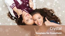  Presentation with happy holiday - Slides with people friends winter christmas background and a coral colored foreground