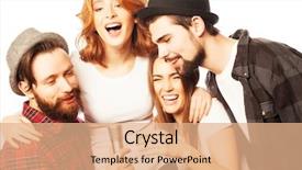  Presentation with friendship - Colorful PPT layouts enhanced with people friendship and leisure concept backdrop and a  colored foreground