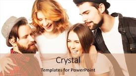  Presentation with friendship - Amazing slide deck having people friendship and leisure concept backdrop and a coral colored foreground