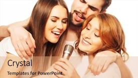  Presentation with friendship - Amazing presentation having people friendship and leisure concept backdrop and a coral colored foreground