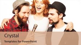  Presentation with friendship - Beautiful presentation design featuring people friendship and leisure concept backdrop and a coral colored foreground