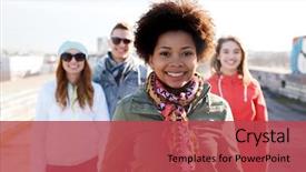  Presentation with african american girl power business - Audience pleasing slide set consisting of people friendship and international concept backdrop and a red colored foreground