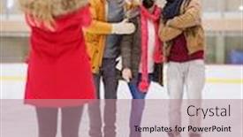  Presentation with rink - Slide deck featuring people-friendship-technology-and-leisure background and a coral colored foreground