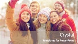  Presentation with winter family - Audience pleasing slide set consisting of people friendship technology winter backdrop and a coral colored foreground