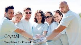  Presentation with charity - Slide deck consisting of people gesture and ecology concept background and a light blue colored foreground