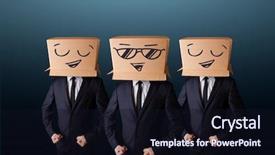  Presentation with group of people silhouettes walking - Amazing presentation theme having people gesturing with sketched smiley backdrop and a wine colored foreground