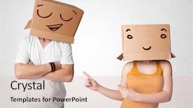  Presentation with group - Slide set consisting of people gesturing with sketched smiley background and a lemonade colored foreground