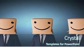  Presentation with big group people - Slide deck with people gesturing with sketched smiley background and a ocean colored foreground