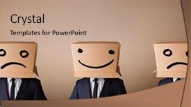  Presentation with people - Slide set having people gesturing with sketched smiley background and a coral colored foreground