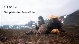  Presentation with walking - Presentation theme featuring people getting coldness - severe hiker walking along background and a  colored foreground