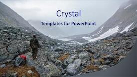  Presentation with hiking mountain - Presentation theme with people getting coldness - severe hiker walking along background and a  colored foreground