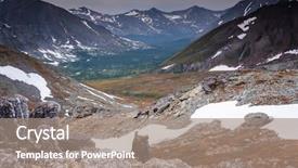 Presentation with mountain hiking - Colorful presentation enhanced with people getting coldness - severe hiker walking along backdrop and a  colored foreground