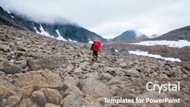  Presentation with mountain - Cool new presentation design with people getting coldness - severe hiker walking along backdrop and a  colored foreground