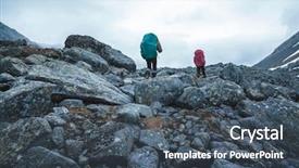  Presentation with mountain - Beautiful PPT layouts featuring people getting coldness - severe hiker walking along backdrop and a  colored foreground