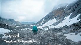 Presentation with mountain - Amazing slide set having people getting coldness - severe hiker walking along backdrop and a  colored foreground