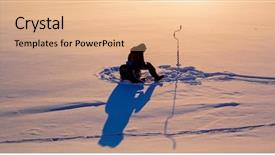  Presentation with winter ice - Slides enhanced with people getting coldness - winter fishing ice fisherman fishing background and a  colored foreground