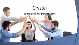  Presentation with people unity - Presentation theme consisting of people giving high five background and a white colored foreground