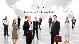  Presentation with global - Slides having people global - businessmen standing in front background and a white colored foreground