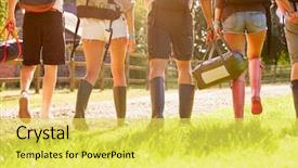  Presentation with festival music - Amazing presentation design having people going camping at music backdrop and a yellow colored foreground