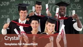  Presentation with green chalkboard - Audience pleasing slide deck consisting of people graduating from college backdrop and a tawny brown colored foreground