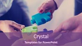  Presentation with team business top view - Beautiful presentation theme featuring people group assembling jigsaw puzzle backdrop and a violet colored foreground