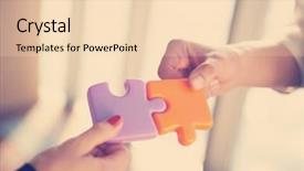  Presentation with team business top view - Presentation featuring people group assembling jigsaw puzzle background and a lemonade colored foreground