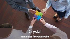  Presentation with group support - Presentation theme consisting of people group assembling jigsaw puzzle background and a  colored foreground