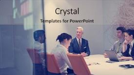  Presentation with business group meeting - Slide deck featuring people group brainstorming on meeting background and a lemonade colored foreground