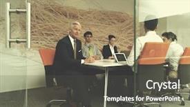  Presentation with staff meeting - Beautiful PPT layouts featuring people group brainstorming on meeting backdrop and a  colored foreground