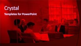  Presentation with business group meeting - Amazing slide deck having people group brainstorming on meeting backdrop and a  colored foreground