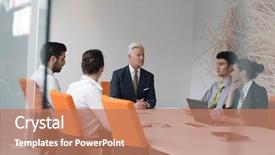  Presentation with business group meeting - Colorful theme enhanced with people group brainstorming on meeting backdrop and a  colored foreground