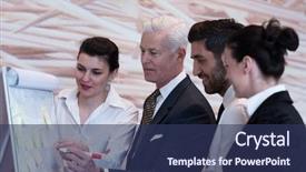  Presentation with business group meeting - Amazing PPT layouts having people group brainstorming on meeting backdrop and a ocean colored foreground