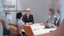  Presentation with group of people - Slides having people group brainstorming on meeting background and a light gray colored foreground