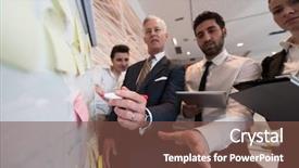  Presentation with task - PPT theme consisting of people group brainstorming on meeting background and a tawny brown colored foreground