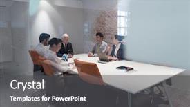  Presentation with group of people silhouettes walking - Theme featuring people group brainstorming on meeting background and a dark gray colored foreground