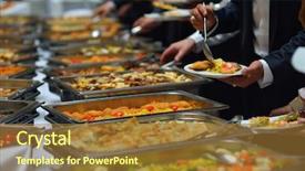  Presentation with meat food - Colorful presentation design enhanced with stegosaurus - prehistoric era dinosaur on backdrop and a soft green colored foreground