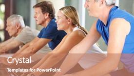  Presentation with spinning - PPT layouts having people group exercising in spinning background and a coral colored foreground