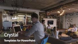  Presentation with group of people - Audience pleasing slide deck consisting of people group in modern office backdrop and a tawny brown colored foreground