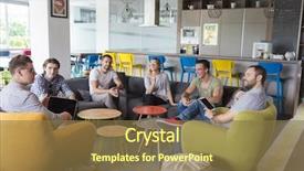  Presentation with team group - Beautiful PPT theme featuring people group in modern office backdrop and a tawny brown colored foreground