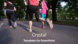  Presentation with team training - Presentation design featuring people-group-jogging-runners-team background and a gray colored foreground