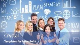  Presentation with blue business - Beautiful presentation theme featuring people group over conceptual blue backdrop and a teal colored foreground