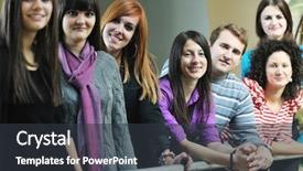  Presentation with university building - Presentation theme enhanced with people group portrait at university background and a  colored foreground